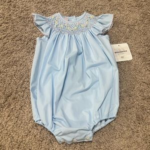 Petit Bebe smocked bubble, never worn, tags still on!